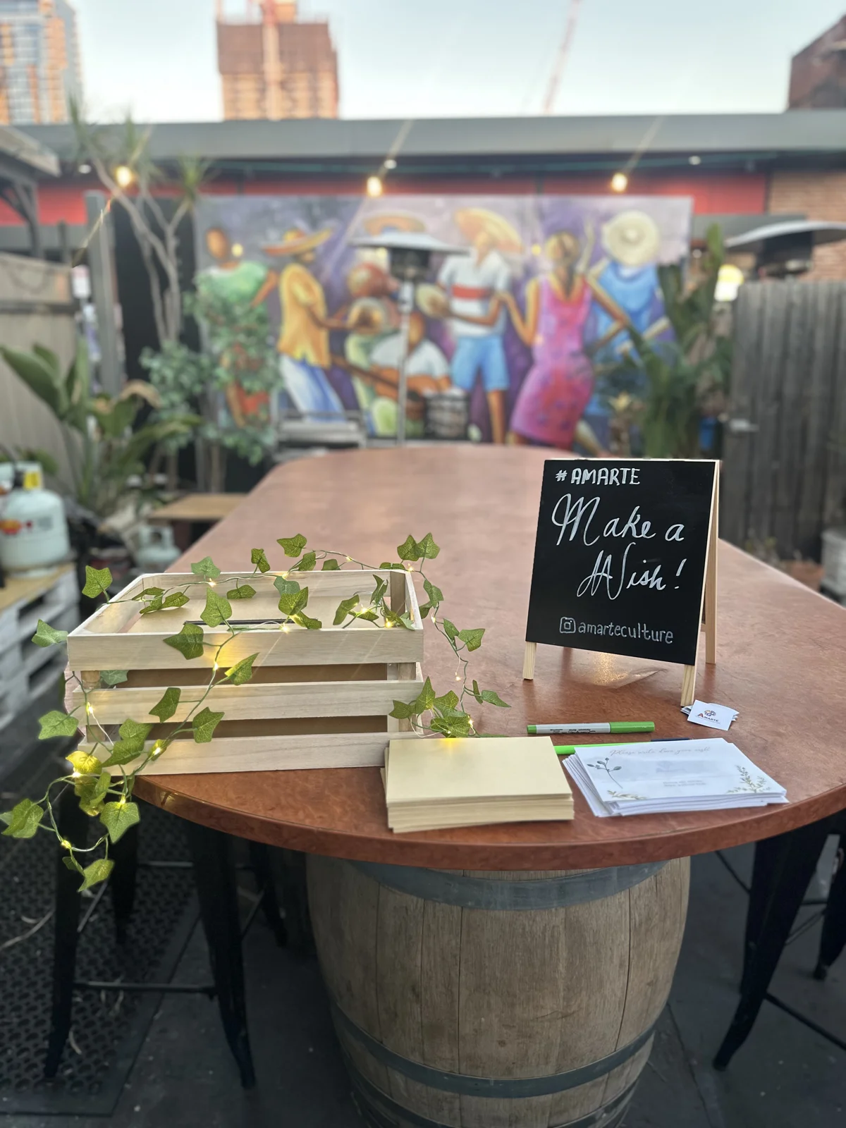 The table inviting participants to share a wish at Make a Wish.
